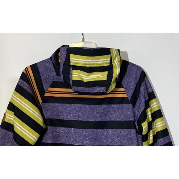 686 Manual Heather Iris Striped Insulated Hooded Zip Ski Snowboard Jacket - Picture 12 of 16